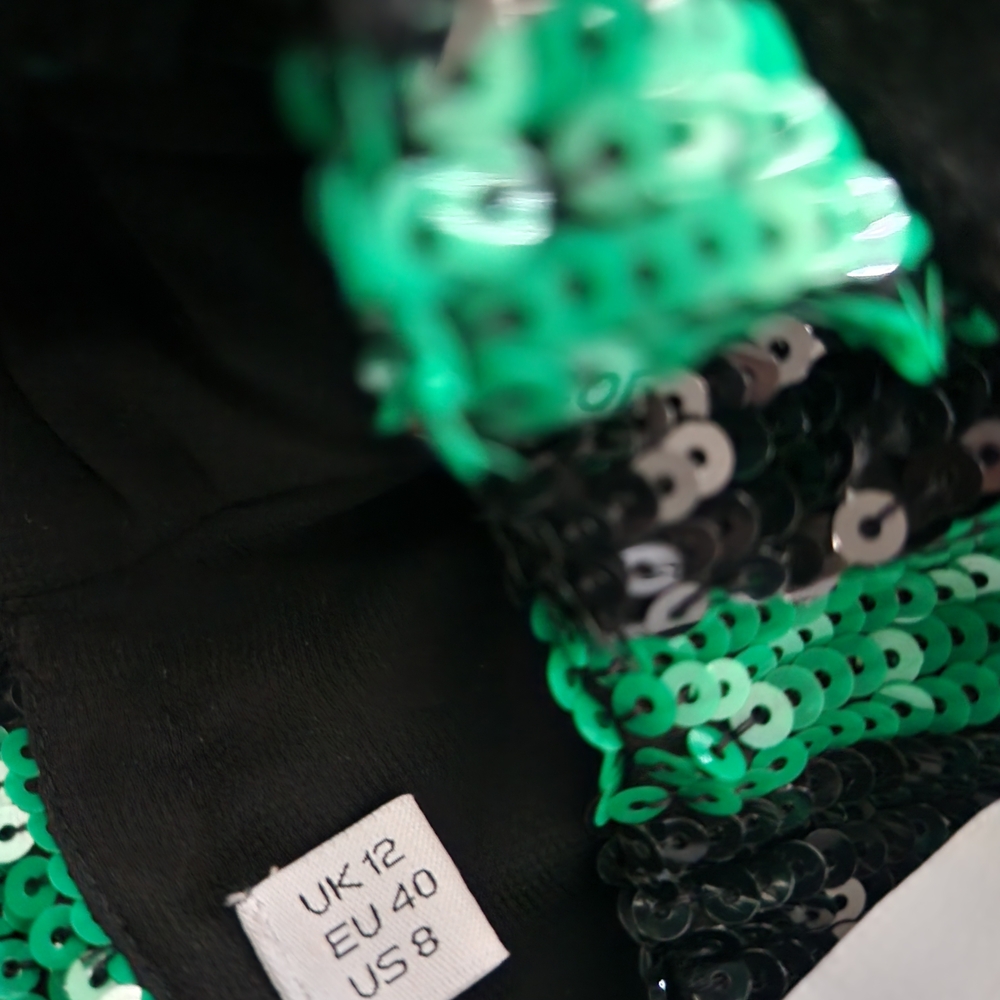 Asos... Emerald and Black Sequin Striped Top - Picture 6 of 7